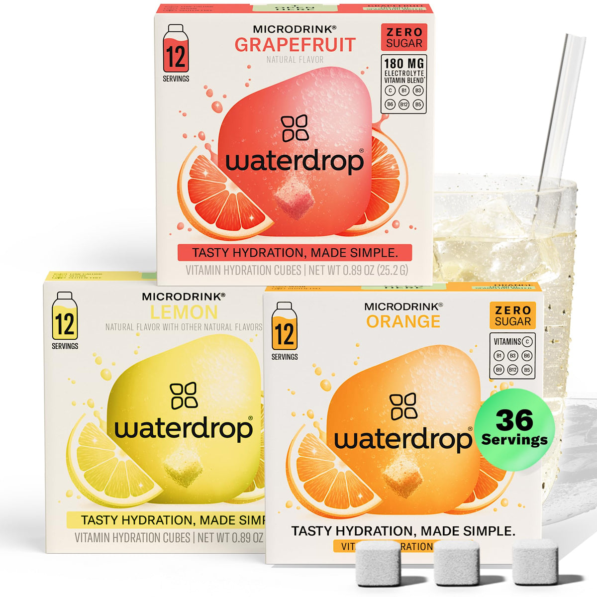 Waterdrop MICRODRINK citrus variety pack cubes for refreshing hydration