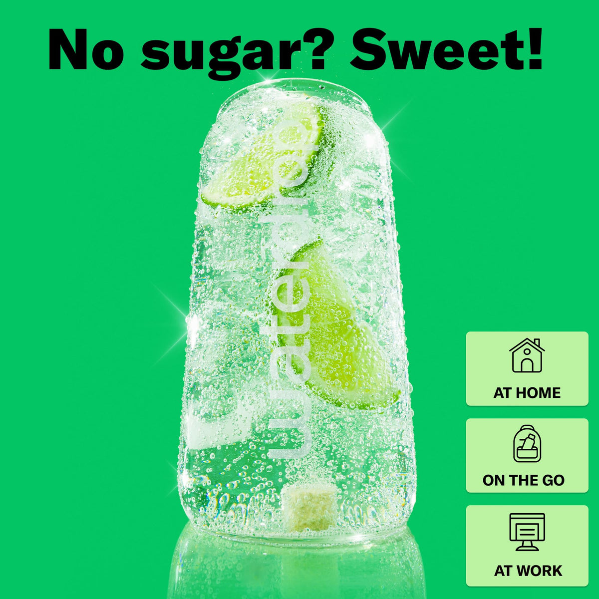 Waterdrop Microdrink Cubes Dissolve Action visual highlighting fast, mess-free flavor dissolve.