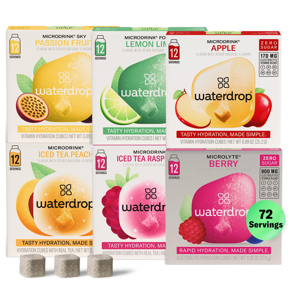 Waterdrop Microdrink cubes dissolving in water for clean hydration