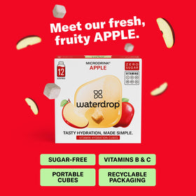 Waterdrop Hydration Cubes Apple in a clear glass delivering flavor and hydration