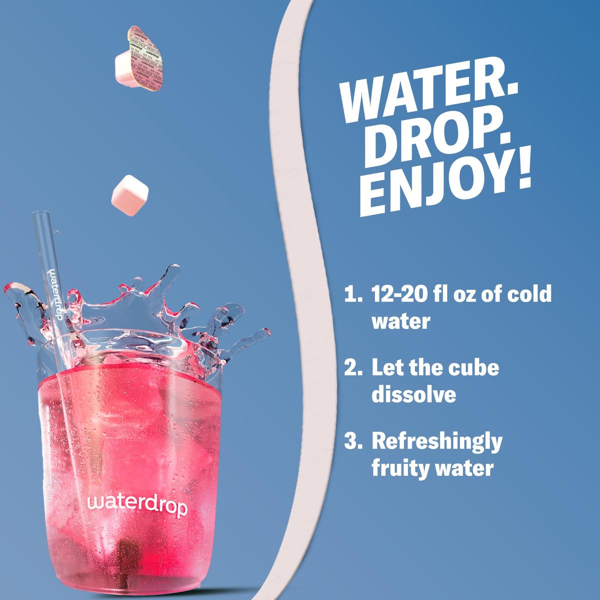 Waterdrop Microdrink hydration cubes close-up highlight citrus aroma and clean, zero-sugar taste.