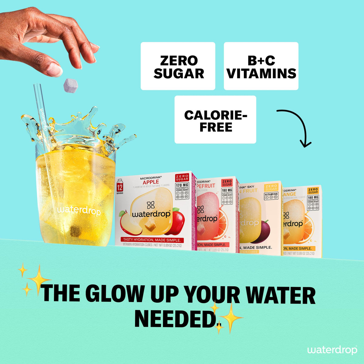 Waterdrop MICRODRINK hydration cubes orange flavor for a quick flavor lift.