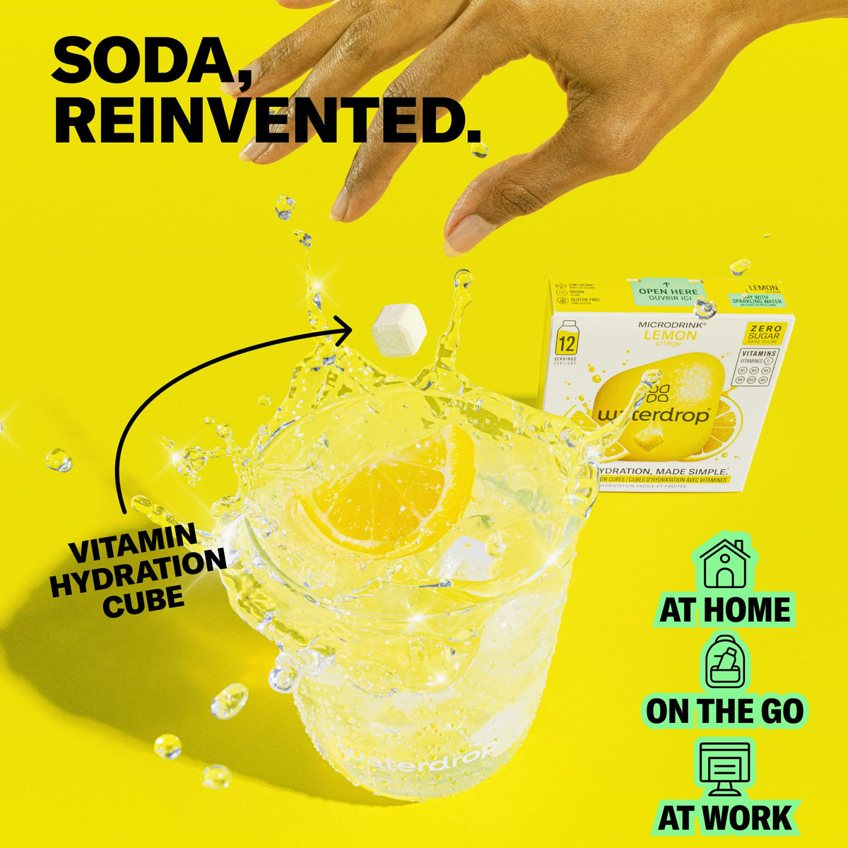 Waterdrop MICRODRINK lemon flavor cube adds tangy brightness to beverages