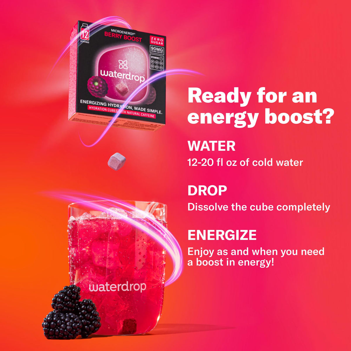 Waterdrop Microenergy vitamin-enriched cubes support energy metabolism and vitamins