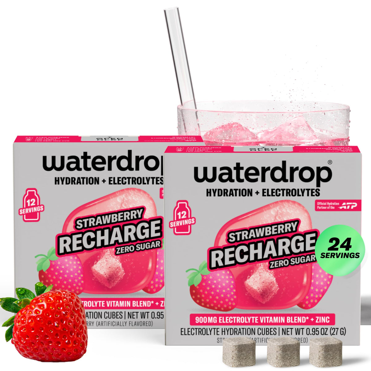 Waterdrop Microlyte Strawberry 2-pack packaging designed for on-the-go hydration