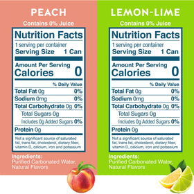 Waterloo 16-pack display featuring Lemon-Lime and Peach flavors for zero-calorie variety
