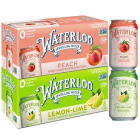 Waterloo Lemon-Lime can close-up shows crisp flavor with zero calories