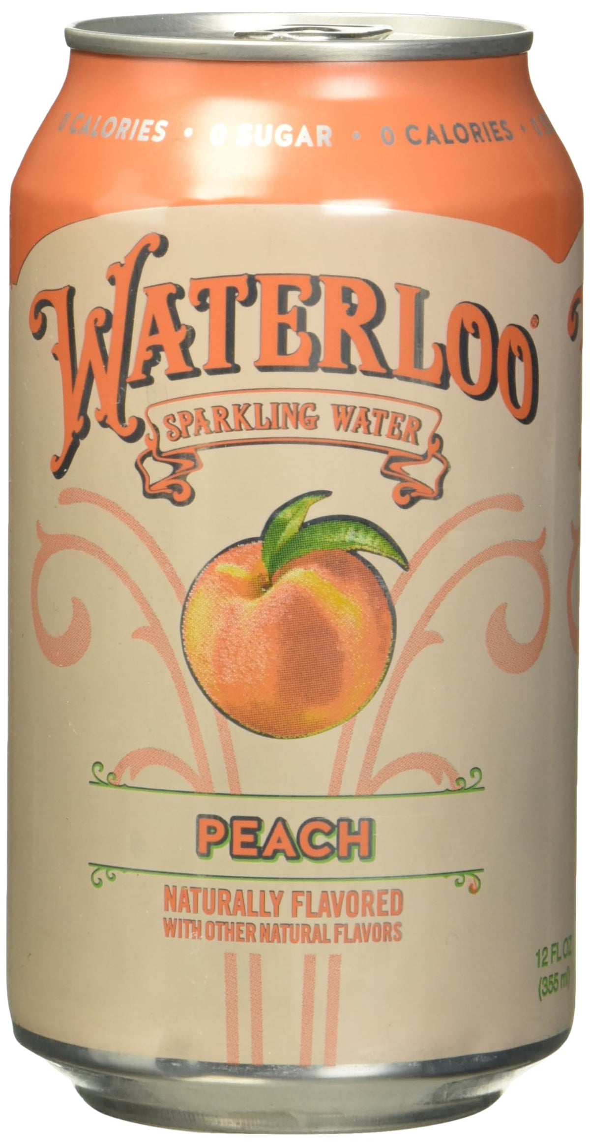 Waterloo Peach Sparkling Water 12-pack with crisp peach flavor, no added sugar for everyday refreshment.