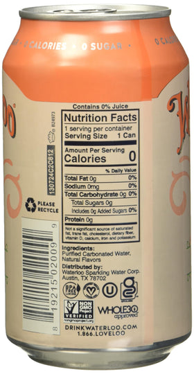 Waterloo Peach Sparkling Water pack of 2: refreshing bubbles and zero added sugar, great for sharing.