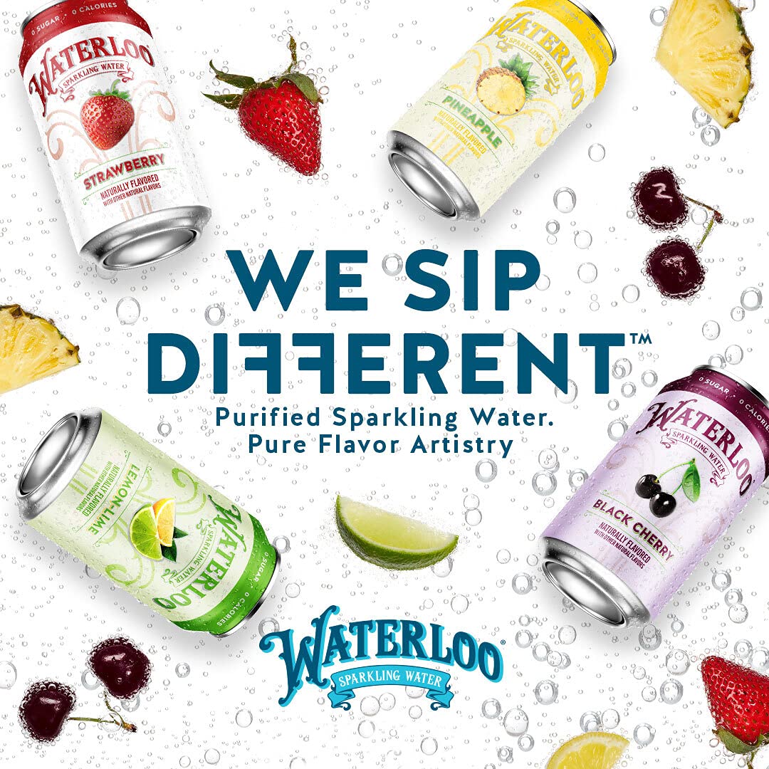 Waterloo sparkling water poured into glass with bubbles for a refreshing moment