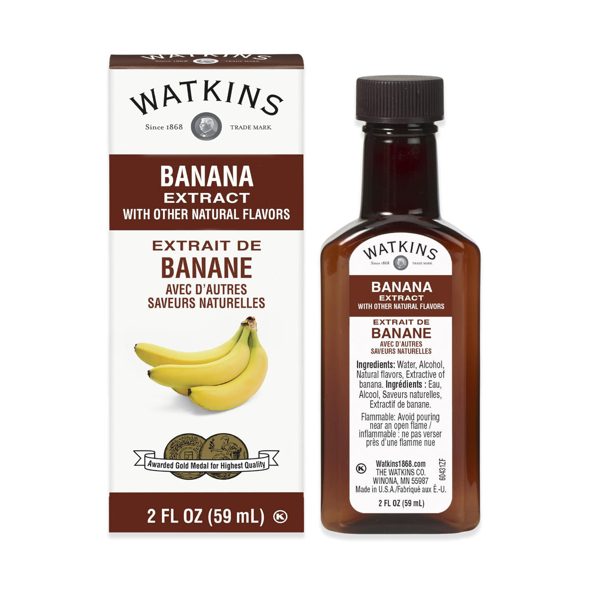 Watkins Banana Extract bottle 6-pack for versatile baking and flavoring.