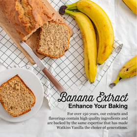 Watkins Banana Extract uses natural flavors from USA-made ingredients.