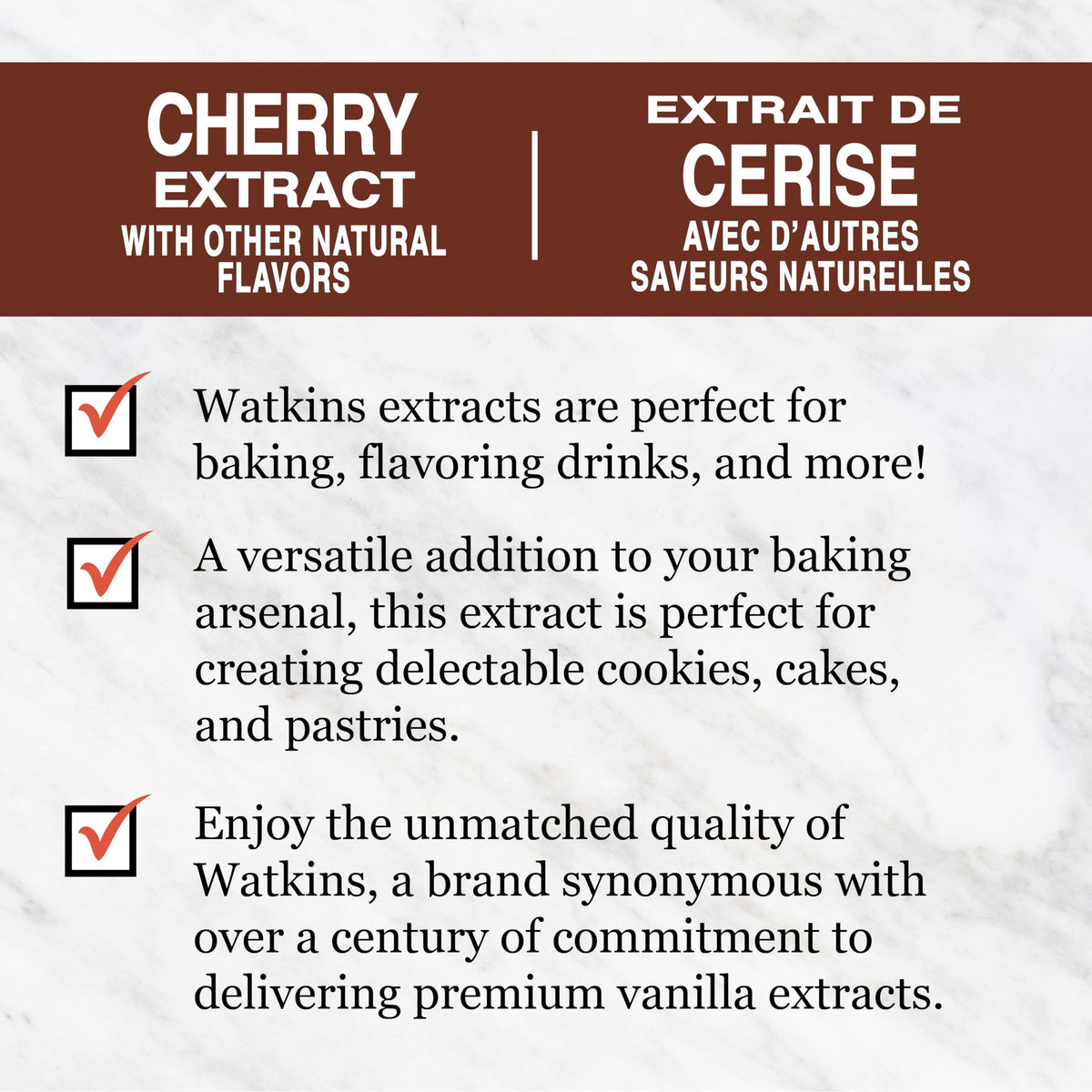 Watkins Cherry Extract six-pack packaging variation ready for kitchen use