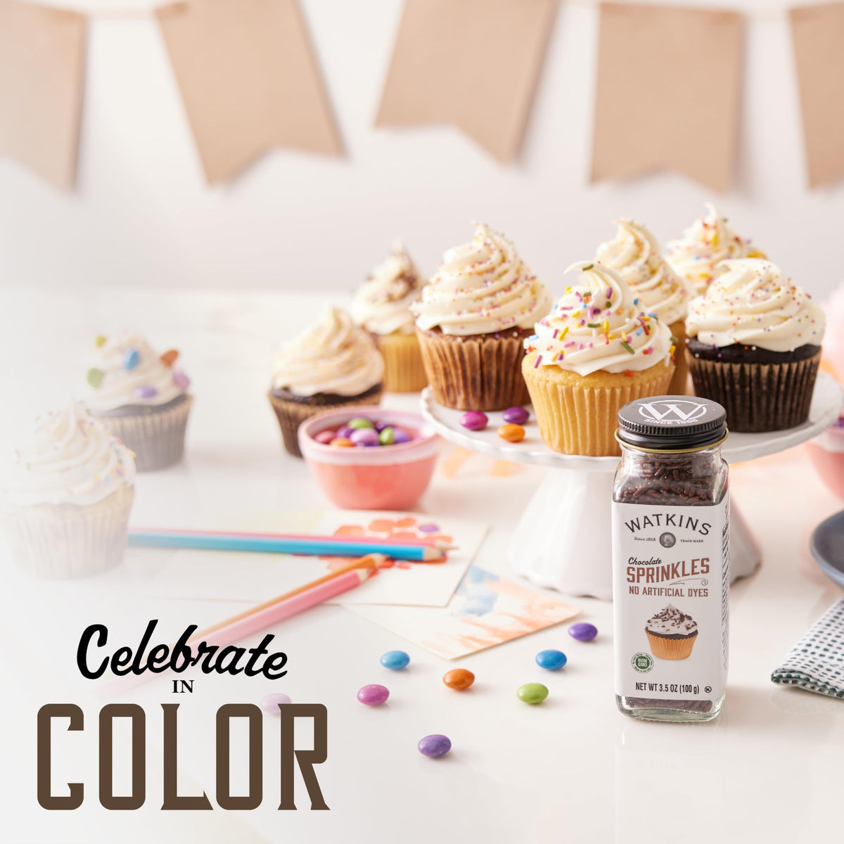 Watkins decorating sprinkles on cakes provide kosher, gluten-free finishing touch.