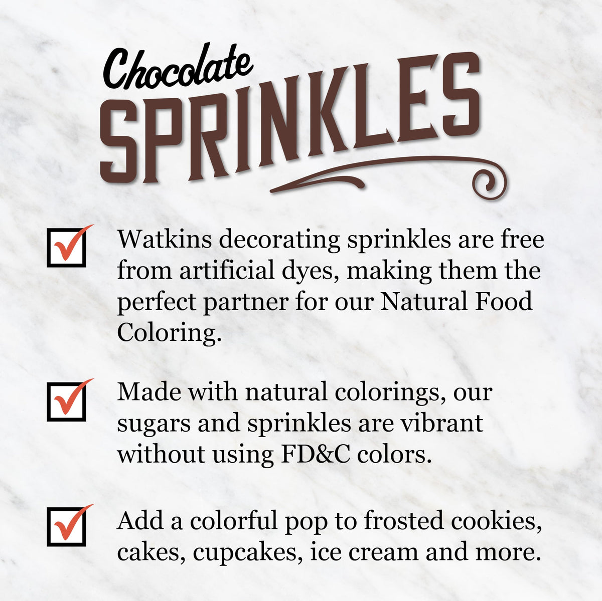 Watkins sprinkles on pastries deliver quick, snack-ready decoration with dye-free color.