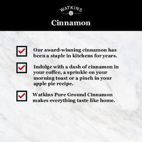 Watkins cinnamon on breakfast bowl with oats and maple syrup for cozy mornings.