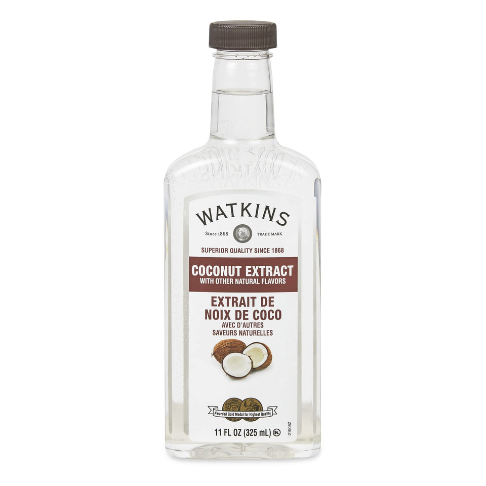 Watkins Coconut Extract 11oz bottle emits rich aroma ideal for baking