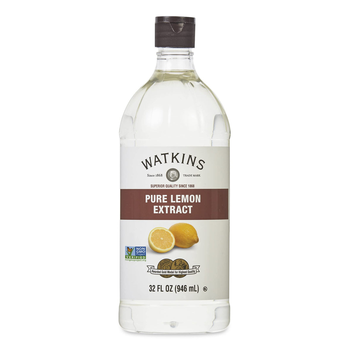 Watkins lemon extract bottle pour for easy baking flavor boost.