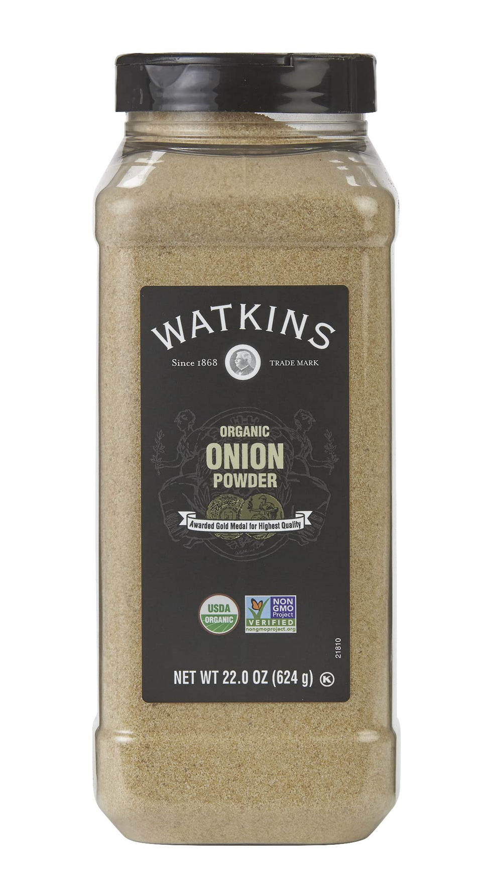 Watkins Organic Onion Powder bottle adds savory flavor to soups and gravies.