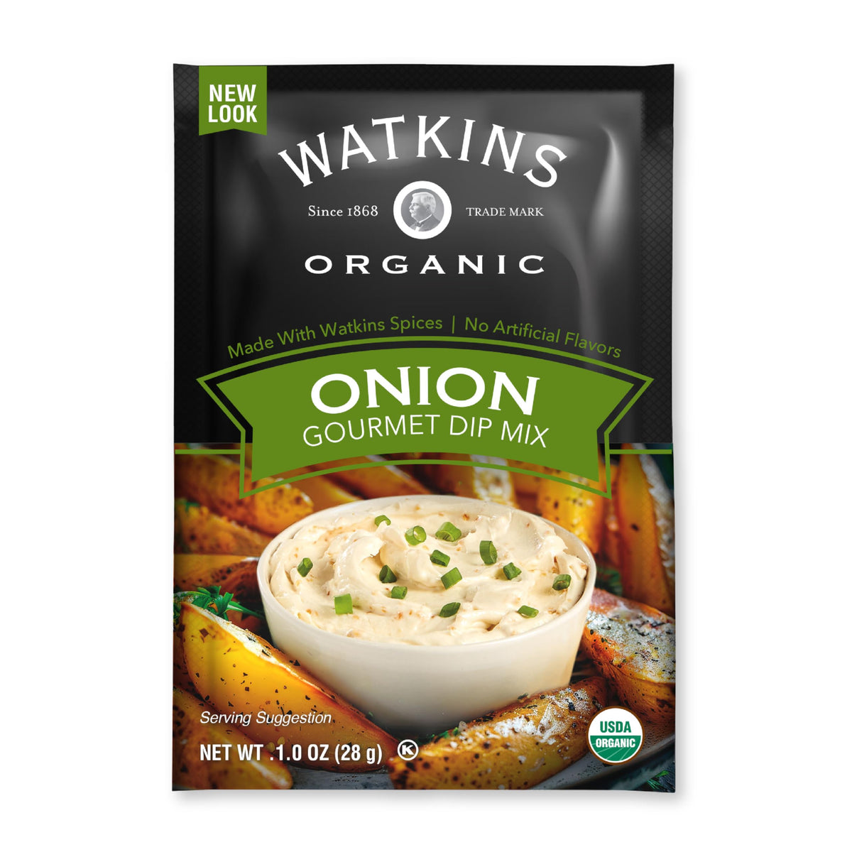 Watkins Organic Onion Dip Mix ready for chips and dip in minutes