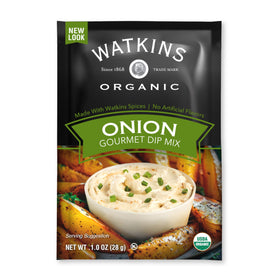 Watkins Organic Onion Dip Mix ready for chips and dip in minutes