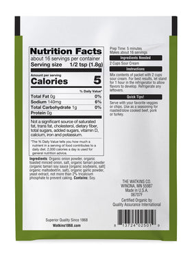 Watkins Organic Onion Dip Mix used as vegetable dip option for snacking