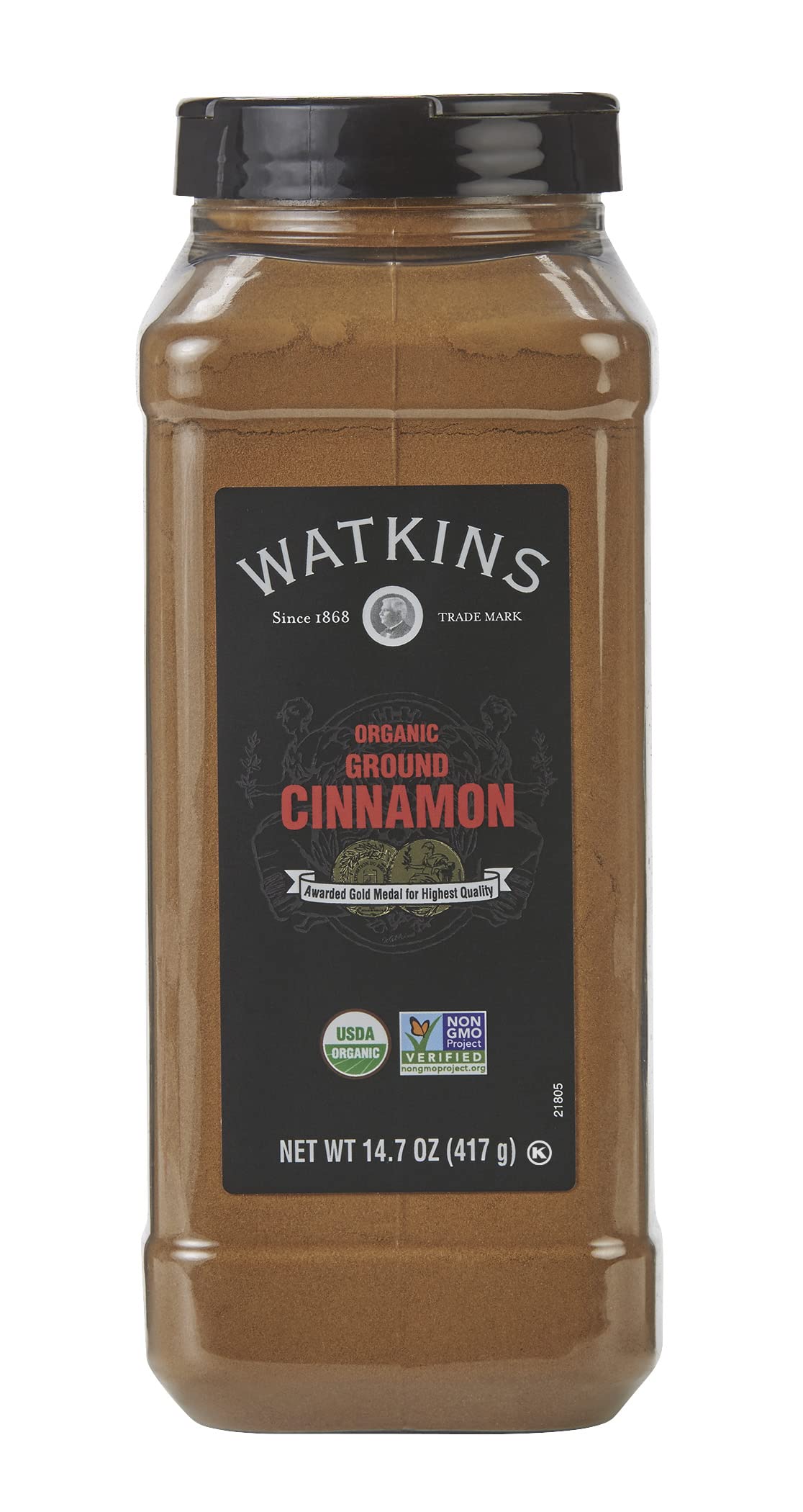 Watkins organic ground cinnamon powder bulk pack, versatile for baking.