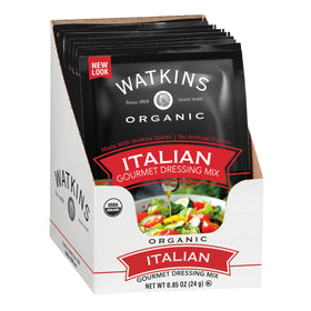 Watkins Organic Italian Dressing Mix packets ready for quick, flavorful salads.