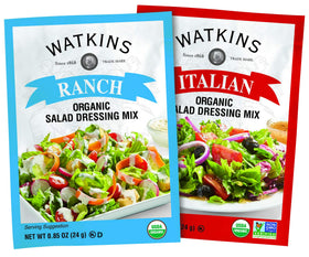 Salad bowl with Watkins dressing for bright, zesty greens.