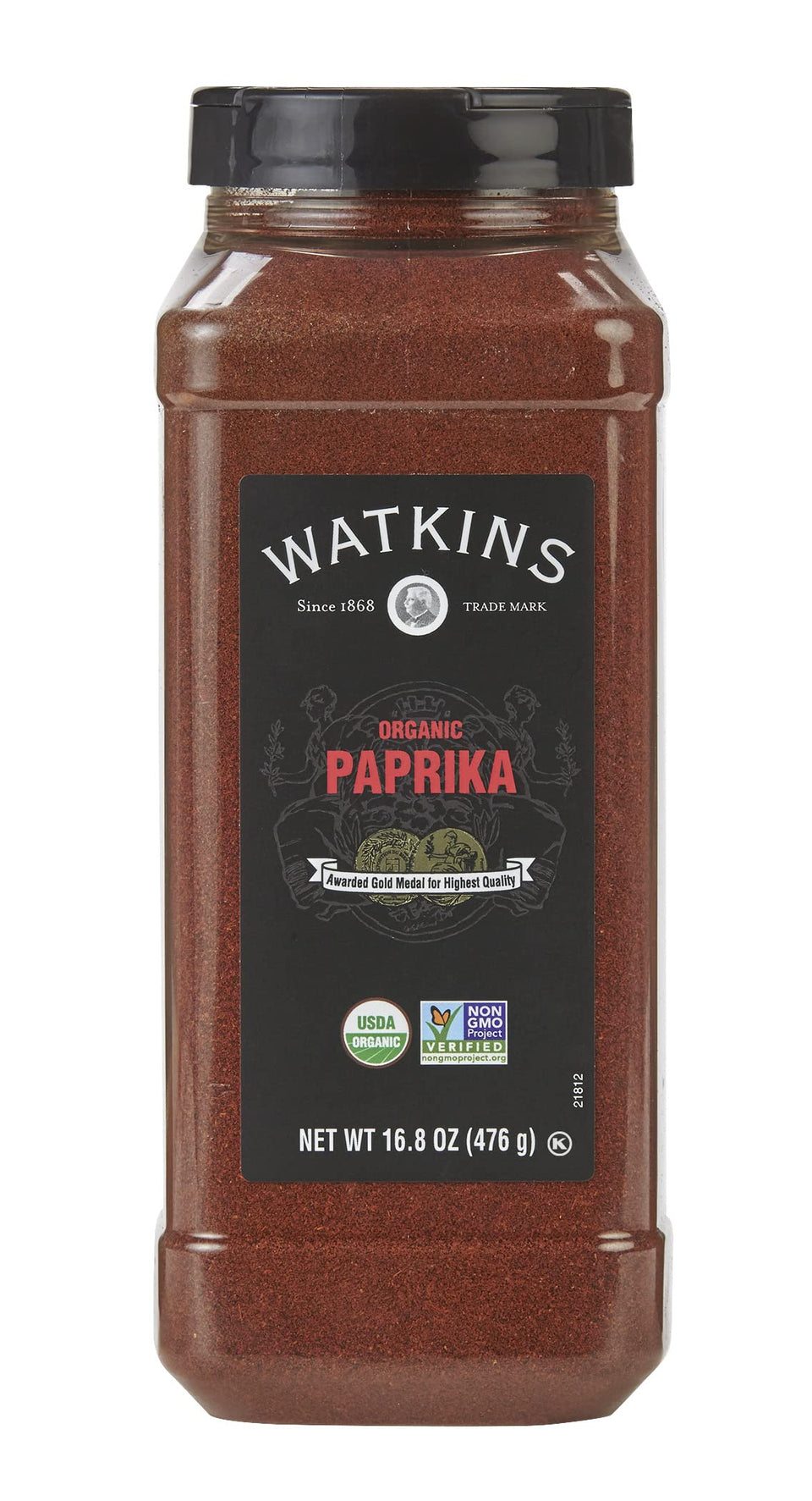 Watkins Organic Paprika bulk bottle showing vibrant color and premium quality for stews and sauces