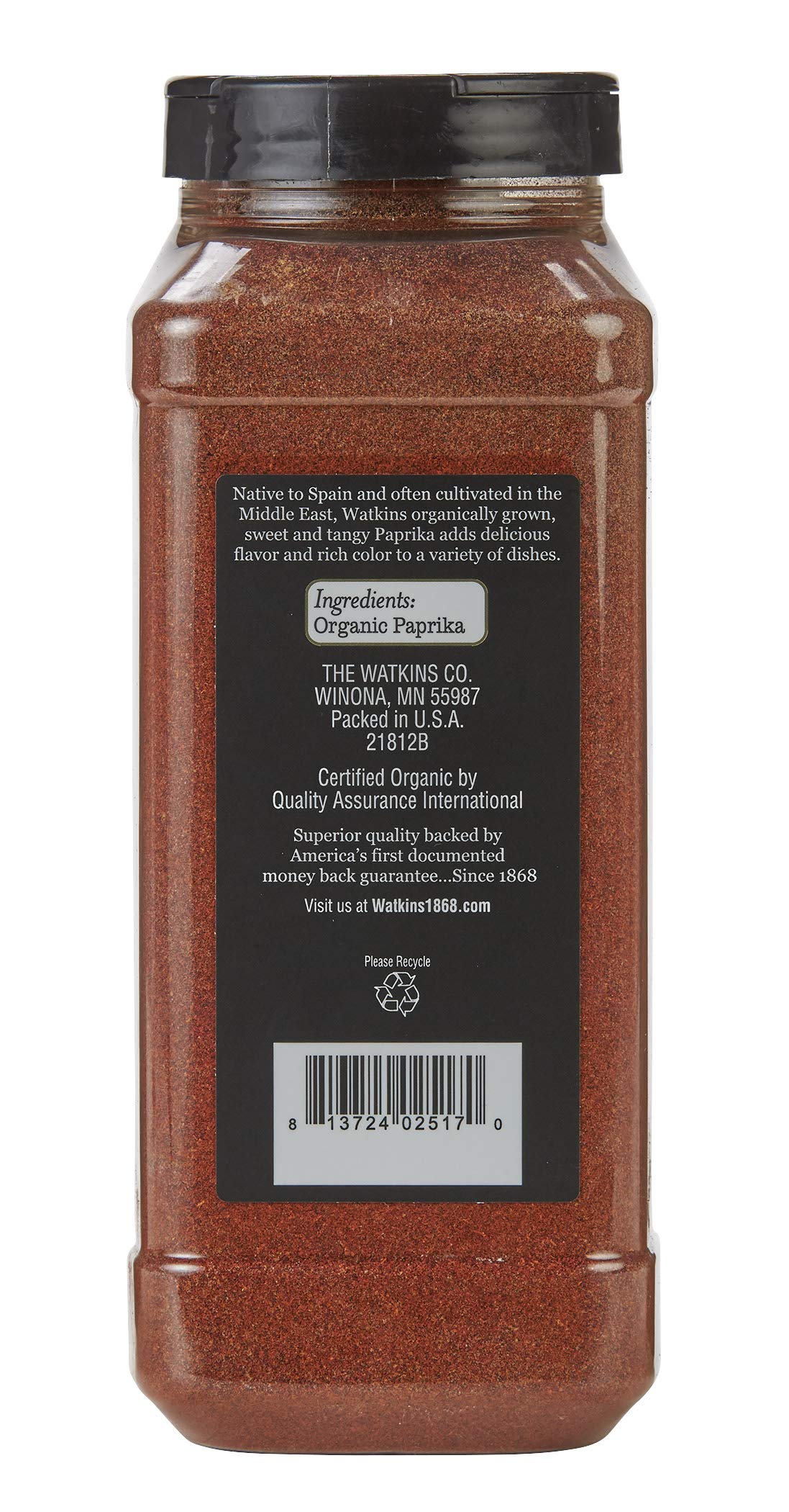 Close-up of Watkins Organic Paprika powder for color and aroma in dishes
