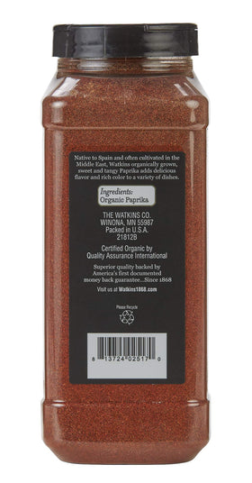 Close-up of Watkins Organic Paprika powder for color and aroma in dishes