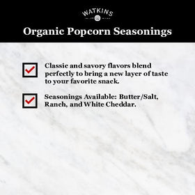 Watkins Butter-Salt popcorn seasoning delivers a classic movie-night taste.