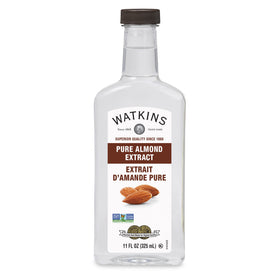 Watkins Pure Almond Extract 11 oz bottle pour for baking and beverages