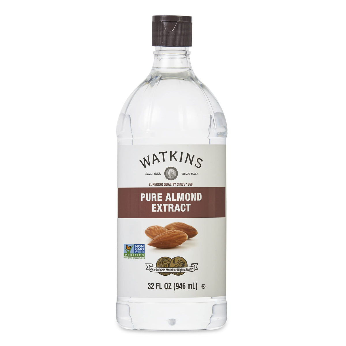 Watkins Pure Almond Extract 32oz bottle ready for baking