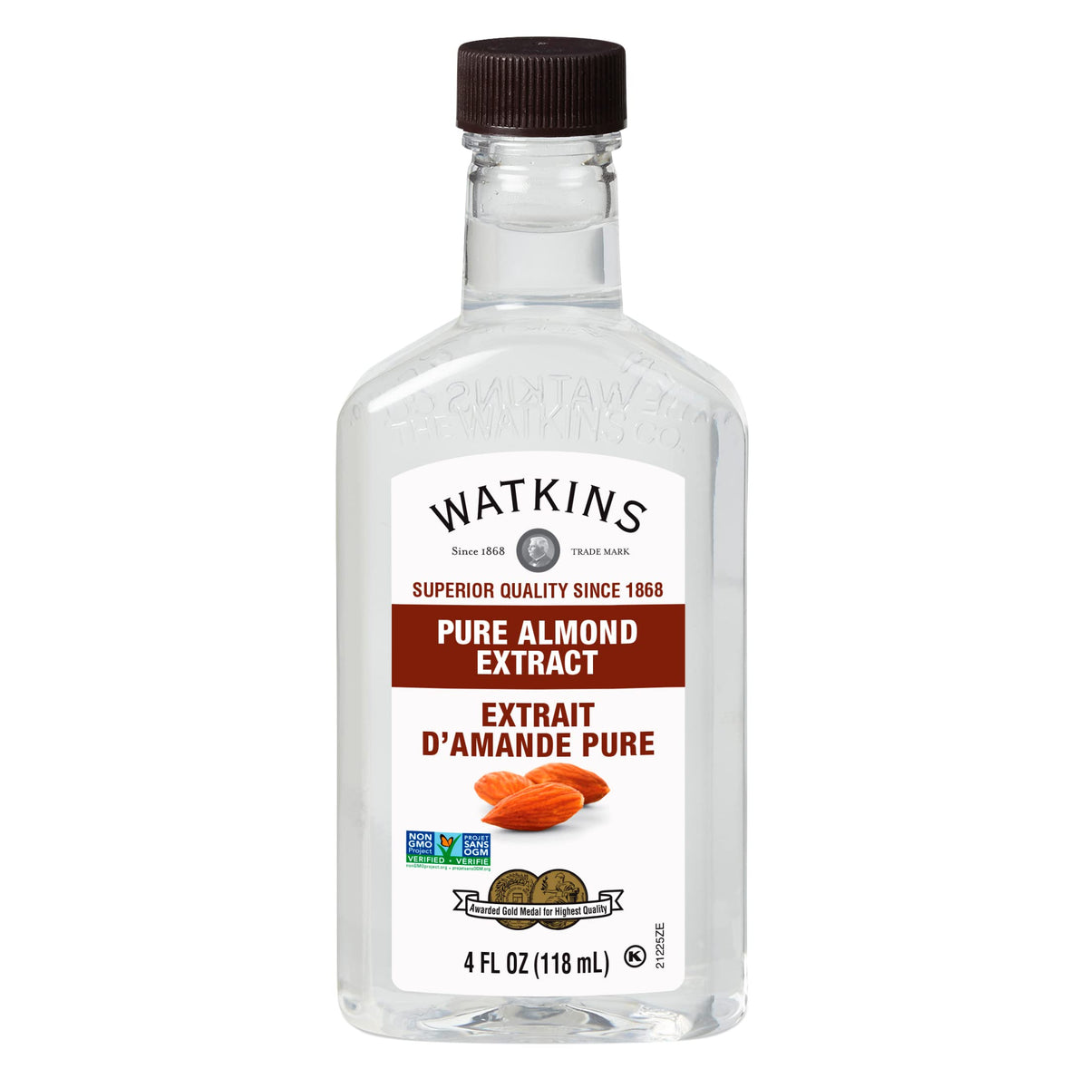 Watkins Pure Almond Extract 4oz bottle — pure flavor for baking and drinks.