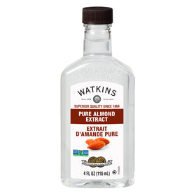 Watkins Pure Almond Extract 4oz bottle — pure flavor for baking and drinks.