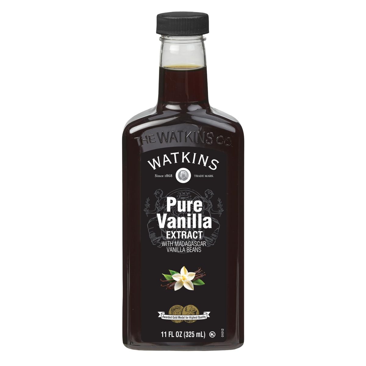 Watkins Pure Vanilla Extract bottle front view for premium vanilla flavor