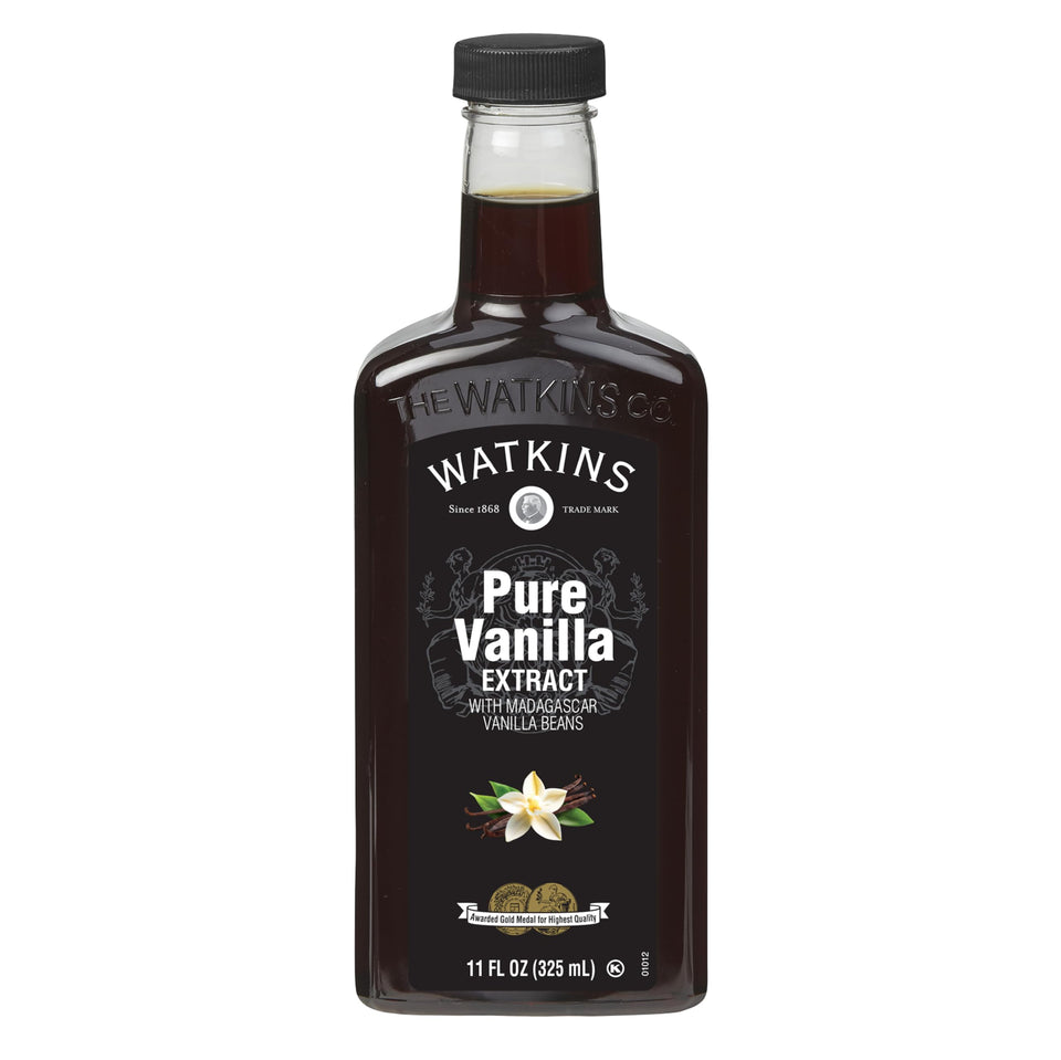 Watkins Pure Vanilla Extract bottle front view for premium vanilla flavor