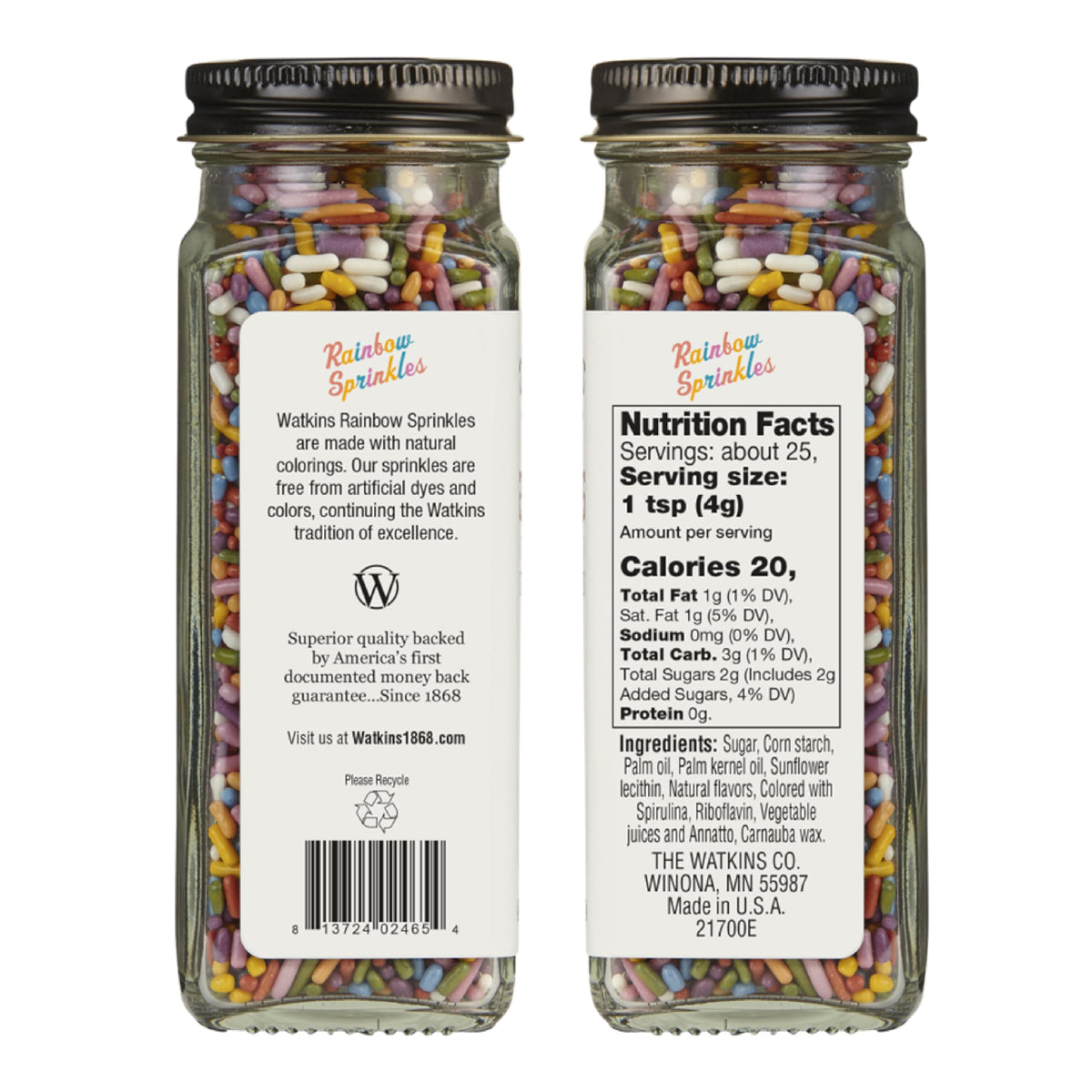 Watkins Rainbow Sprinkles colors close-up showing bright hues for decorating