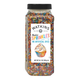 Watkins Rainbow Sprinkles on ice cream showing natural colorings.