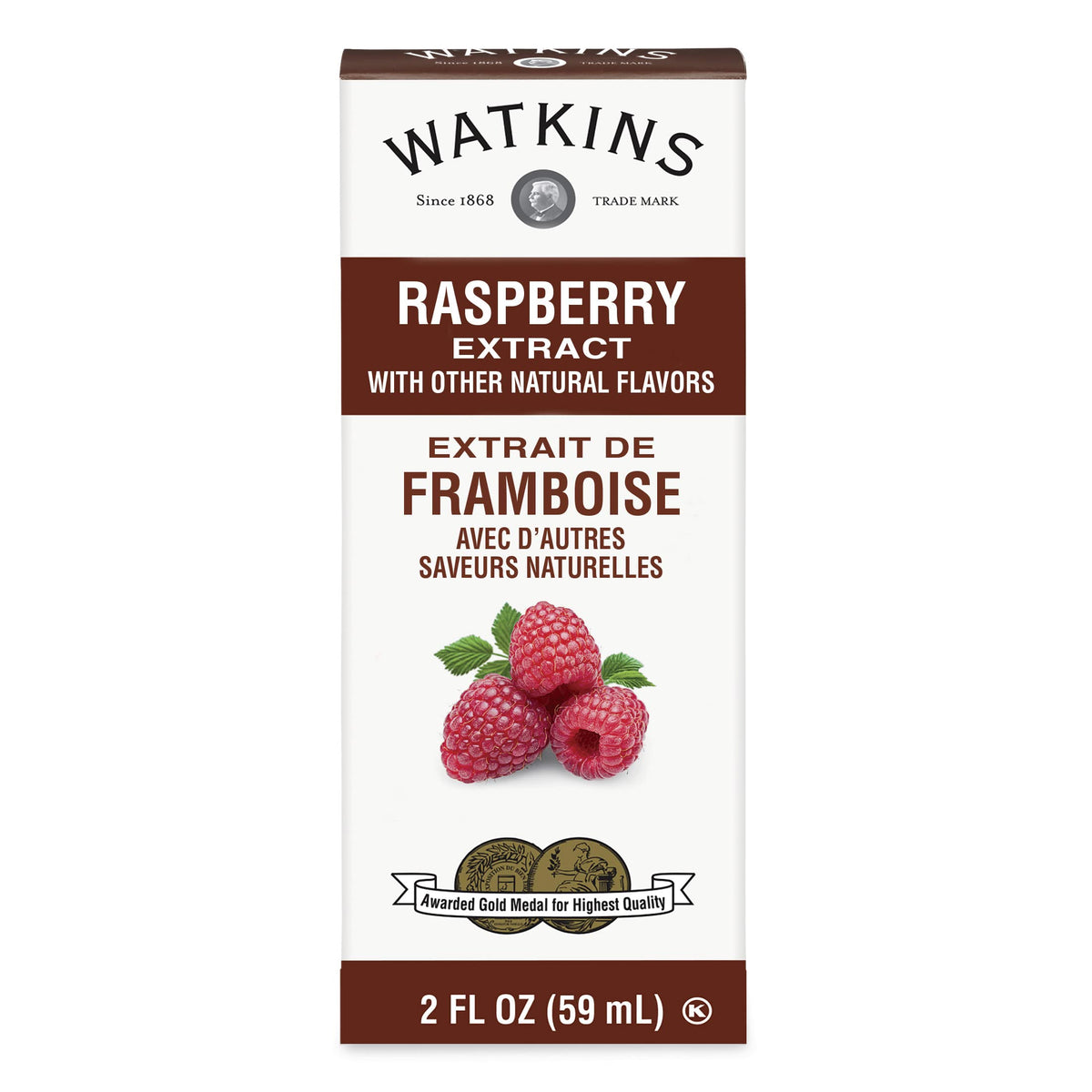Watkins Raspberry Extract six-pack bottles ready for baking and flavoring.