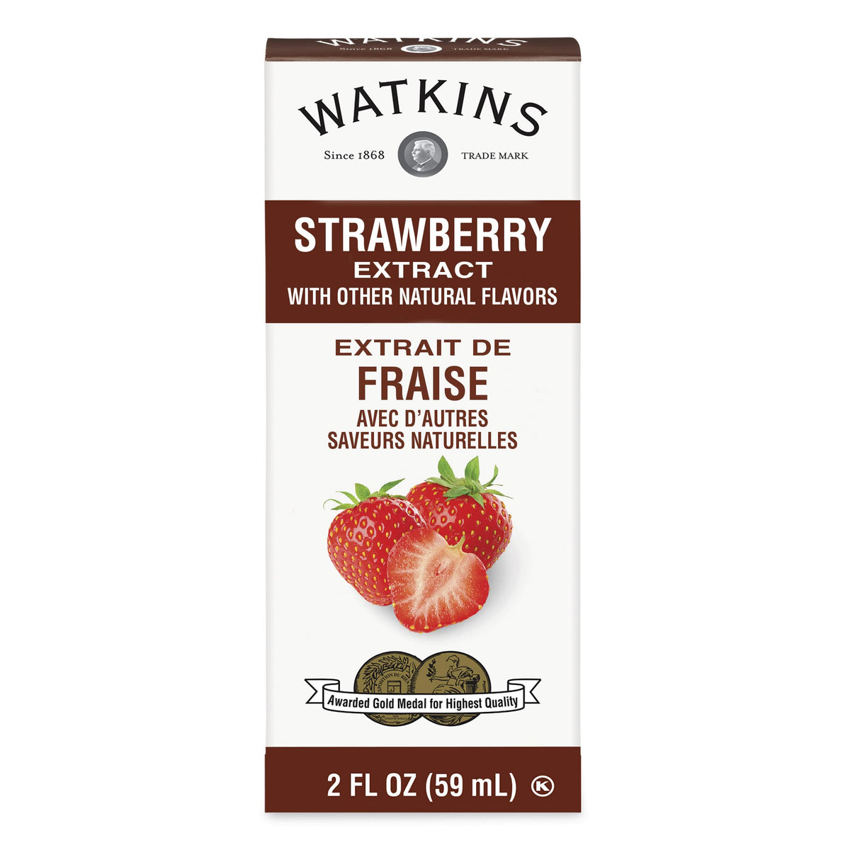 Watkins strawberry extract bottle with natural flavors for baking and flavoring desserts