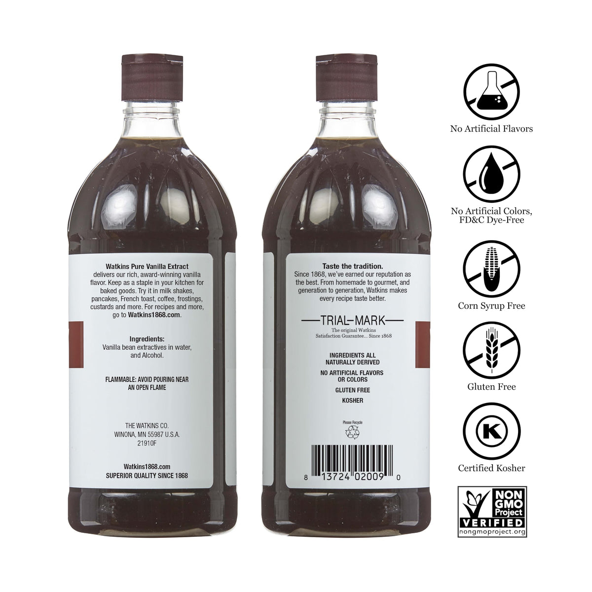Close-up of Watkins vanilla beans signaling premium Madagascar vanilla.