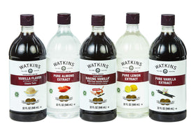 Watkins vanilla extract pour shot for easy recipe integration.