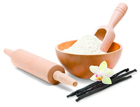 Watkins Vanilla Powder in a baking dish, perfect for desserts.