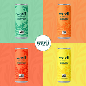 Wavii cans in a refrigerator shelf ready to chill