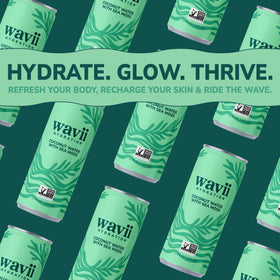 Wavii coconut water sea moss 12-pack box highlights convenient everyday hydration.