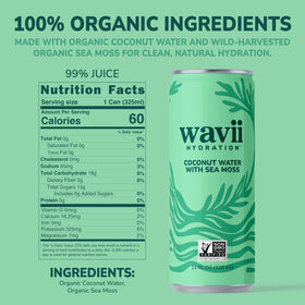 Wavii coconut water sea moss glass pour presents chilled serving idea.