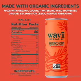 Wavii electrolyte-rich coconut water showcases potassium, calcium, and magnesium.